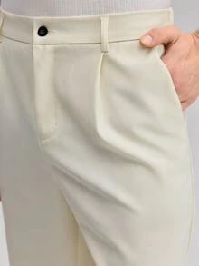 Officeau Men's White Straight-Leg Suit Pants, For Weddings/Evening Events - White - View 2