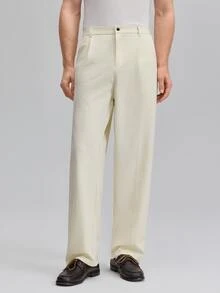 Officeau Men's White Straight-Leg Suit Pants, For Weddings/Evening Events - White - View 3