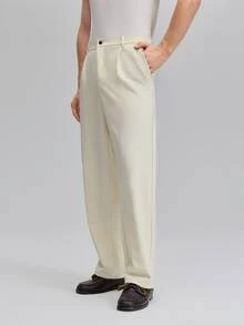 Officeau Men's White Straight-Leg Suit Pants, For Weddings/Evening Events - White - View 9
