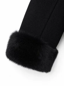 GlowEve CURVE Plus Size Women's Luxury Elegant Wool Blend Fleece Coat - Black - View 8