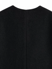 GlowEve CURVE Plus Size Women's Luxury Elegant Wool Blend Fleece Coat - Black - View 7