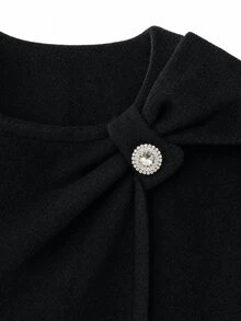 GlowEve CURVE Plus Size Women's Luxury Elegant Wool Blend Fleece Coat - Black - View 6