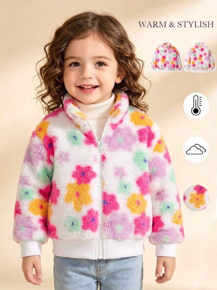 Elladie kids Young Girls Sweet Cute Bow Fur Zipper Jacket Coat Suitable For Daily Casual Outings Spring Autumn Winter - Multicolor - View 8