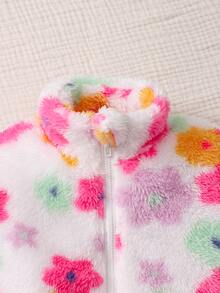 Elladie kids 女童甜美可愛蝴蝶結毛絨拉鍊夾克外套，適合日常休閒外出，春秋冬季皆宜 - 彩色 - 查看 4