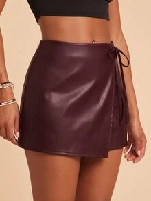 Travachic Women's Summer Fashion Lace-Up Wrap Shorts - Burgundy - View 3