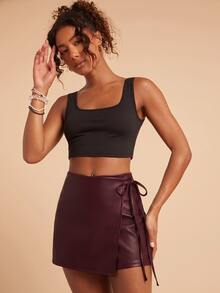 Travachic Women's Summer Fashion Lace-Up Wrap Shorts - Burgundy - View 7