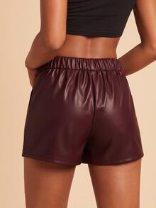 Travachic Women's Summer Fashion Lace-Up Wrap Shorts - Burgundy - View 2