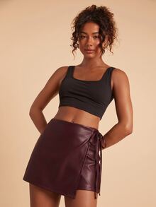 Travachic Women's Summer Fashion Lace-Up Wrap Shorts - Burgundy - View 6