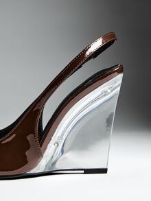 Denimoi Women's Pointed Toe, Elegant Fashionable Sling Back Wedge Heels - Coffee Brown - View 2