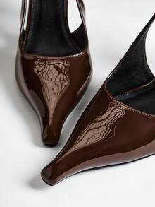 Denimoi Women's Pointed Toe, Elegant Fashionable Sling Back Wedge Heels - Coffee Brown - View 6