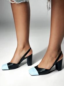 Denimoi Women's New Vintage Elegant Back Strap Pumps Valentine's Day - Black blue - View 5