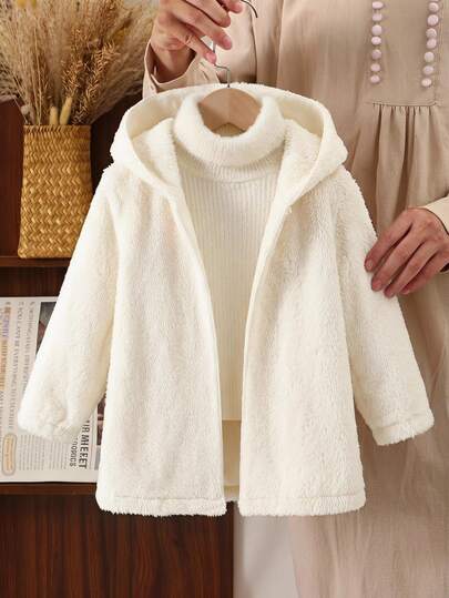 SHEIN Elladie kids جاكيت كاجوال عصري متعدد الاستخدامات بأكمام طويلة للفتيات الصغيرات، مناسب للخريف/الشتاء، أسلوب جديد، أسلوب فتاة لطيفة، عيد الميلاد