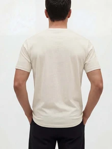 TekDrob Anti-Odor Regular T-Shirt With Crew Neck - Beige - View 3