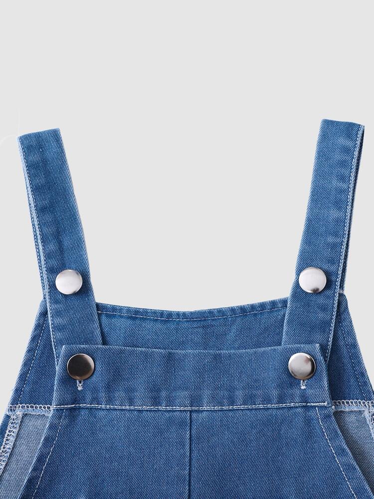 Elladie kids Young Girl' Cartoon Butterfly Print Denim Bib Pants, Casual Fairy Princess Outfit Winter Clothes Girls Festival 7th Birthday Wedding White Blue - Blue - View 11