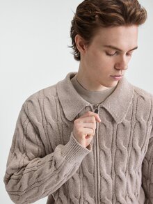 Claim Dot Men's Fashion Minimalist Ribbed Zip-Up Long Sleeve Sweater, Comfortable For Daily Outings And Activities - Grey - View 9