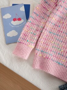 SHEIN Kids Young Girl Knit Crew Neck 3D Floral Casual Autumn Sweater - Multicolor - View 6