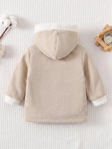 SHEIN Baby Girl Winter Casual Versatile Thermal Lined Hooded Jacket - Apricot - View 6