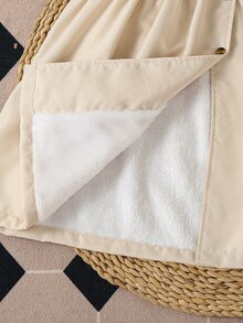 Tween女孩秋冬加厚保暖休閒端莊可愛學生公主領收腰人造毛內裡中長版毛絨外套 米色 - 卡其色 - 查看 11