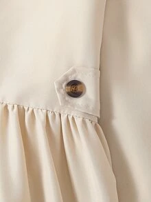 Tween女孩秋冬加厚保暖休閒端莊可愛學生公主領收腰人造毛內裡中長版毛絨外套 米色 - 卡其色 - 查看 9
