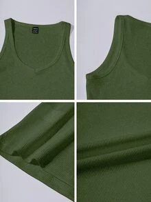 SHEIN 女士纯色性感针织运动吊带短款上衣 - 軍綠色 - 查看 10