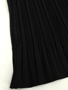 GlowEve CURVE Plus Size Women's Solid Color Versatile Multi-Layered Pleated Skirt Fall - Black - View 4