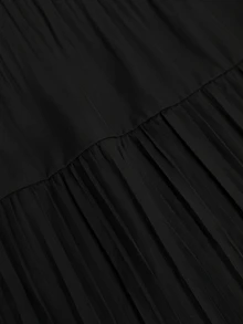 GlowEve CURVE Plus Size Women's Solid Color Versatile Multi-Layered Pleated Skirt Fall - Black - View 5