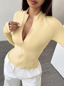 Elamini Women's Solid Color Slim Fit Versatile Daily Wear Long Sleeve Jacket - Beige - View 7