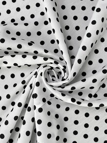 Editum Gaun Midi Lengan Panjang Model A-Line dengan Kerah Ruffle dan Kancing Depan, Motif Polkadot Elegan untuk Wanita, dan Pinggang yang Diikat. - MultiWarna - View 7