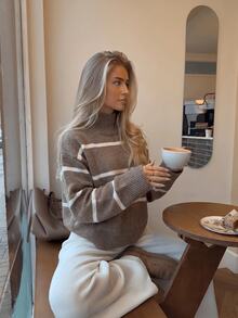 SHEIN Clasi Women's Vintage Fashion Elegant Diamond Pattern Colorblock Long Sleeve Sweater, Suitable For Autumn/Winter Wear - Multicolor - View 6