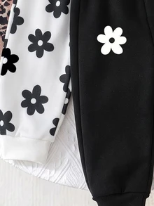 2 Buah Celana Jogger Termal untuk Bayi Perempuan (Acak), Motif Hati, Mawar & Leopard yang Lucu, Pinggang Elastis, dan Manset. - MultiWarna - View 6