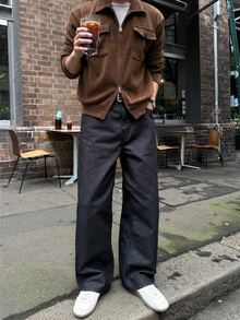 DAZY Spring/Autumn Lightweight Corduroy Fabric Short Jacket With Chest Pocket Design For Men - Brown - View 4
