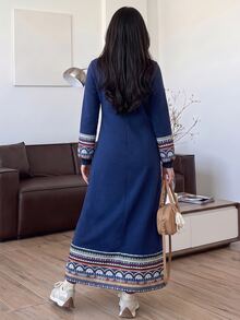Solavon Women's Colorblock Casual Boho Versatile Daily Wear Sweatshirt Brunch Navy Blue Fall - Multicolor - View 4