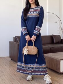 Solavon Women's Colorblock Casual Boho Versatile Daily Wear Sweatshirt Brunch Navy Blue Fall - Multicolor - View 3