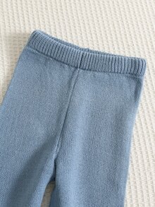 SHEIN 2件組嬰兒男孩女孩經典可愛卡通長頸鹿與大象印花圓領長袖套頭毛衣及鬆緊腰長褲套裝，適合秋冬穿著 - 彩色 - 查看 8