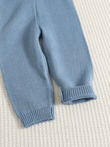 SHEIN 2件組嬰兒男孩女孩經典可愛卡通長頸鹿與大象印花圓領長袖套頭毛衣及鬆緊腰長褲套裝，適合秋冬穿著 - 彩色 - 查看 9