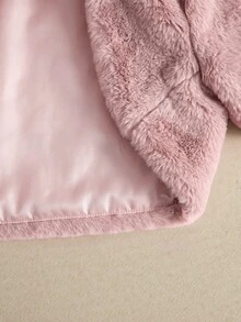 SHEIN Baby Girl Bow Front Peter Pan Collar Teddy Winter Coat - Pink - View 6