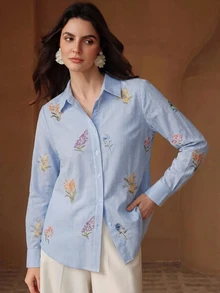 Anewsta Elegant Romantic Random Embroidered Floral Long Sleeve Design ...