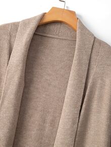 Linhara CURVE Plus Size Women Casual Loose Fit Mid-Length Cardigan Knit Top, Suitable For Outings, Vacation, Music Festivals, Beach, Spring/Summer Winter - Khaki - View 3