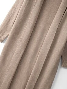 Linhara CURVE Plus Size Women Casual Loose Fit Mid-Length Cardigan Knit Top, Suitable For Outings, Vacation, Music Festivals, Beach, Spring/Summer Winter - Khaki - View 5