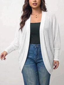 Truni Plus-Size Casual Loose Knitted Cardigan Sweater, For Autumn And Winter Pear Body,Triangle Body - White - View 2