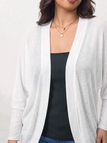 Truni Plus-Size Casual Loose Knitted Cardigan Sweater, For Autumn And Winter Pear Body,Triangle Body - White - View 6