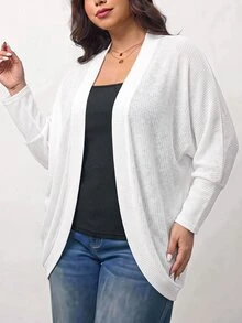 Truni Plus-Size Casual Loose Knitted Cardigan Sweater, For Autumn And Winter Pear Body,Triangle Body - White - View 4