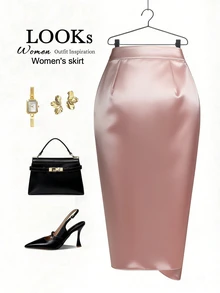 EMERY ROSE Falda asimétrica con diseño plisado de unicolor para mujer - Rosa - Ver 2