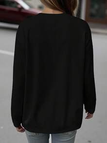 Selamara PIUS 女款復古萬聖節圓領長袖T恤，拼接設計南瓜長袖T恤 - 彩色 - 查看 2