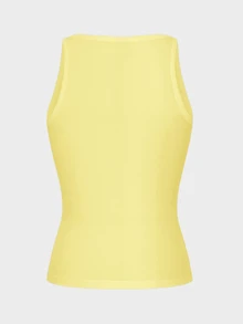 SHEIN 性感针织吊带露脐上衣 罗纹背心 黄色露脐上衣 黄色上衣 黄色背心 女士背心 紧身上衣 黄色罗纹上衣 女士背心 - 淡黃色 - 查看 9