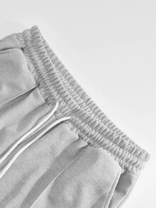 Manfinity Homme Men's Crew Neck Short Sleeve T-Shirt And Drawstring Waist Long Pants Casual Set - Grey - View 6