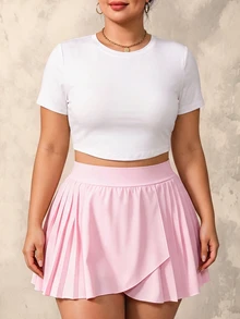 SHEIN Rhythm Era Women Plus Size Sports Tees & Tanks - White - View 4