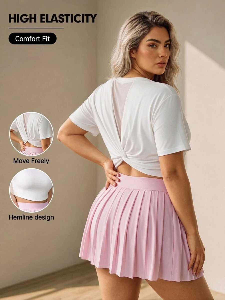 SHEIN Rhythm Era Women Plus Size Sports Tees & Tanks - White - View 1