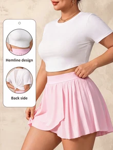 SHEIN Rhythm Era Women Plus Size Sports Tees & Tanks - White - View 5