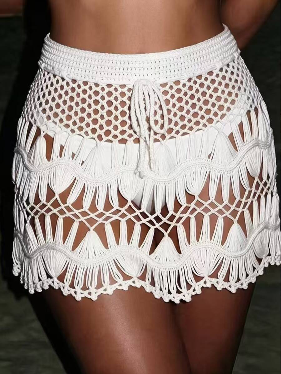SHEIN Swim تنورة بغلاف كروشي وبربطة خصر